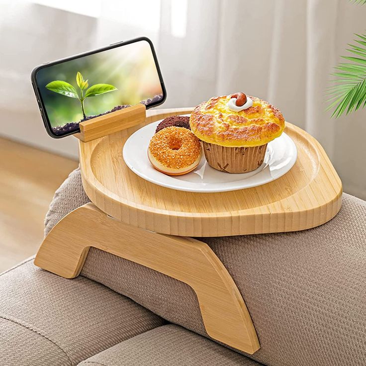 Adjustable Bamboo Sofa Arm Tray Table