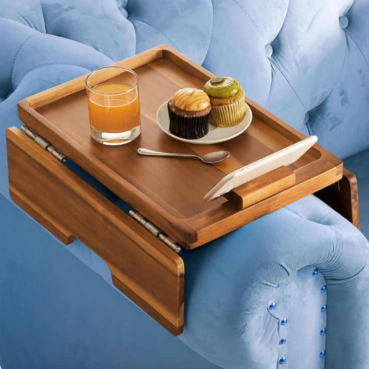 Adjustable Bamboo Sofa Arm Tray Table