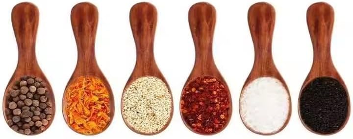 6 pcs Small Wooden Spoons, 4inch Small Wooden Spoons for Honey, Brown Mini Wood Teaspoons for Tiny Eating Ice Cream Jars Spice Condiments Tea Bath Salt Coffee Sugar Jam Mustard Seasoning