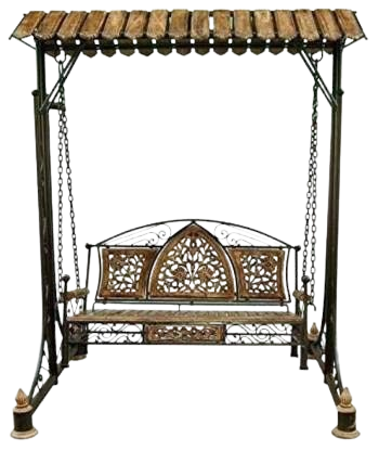 djustable/Foldable Wooden Wrought Iron Swing Jhoola Perfect for Balcony, Garden 120 Cm Wide, 180 Height.