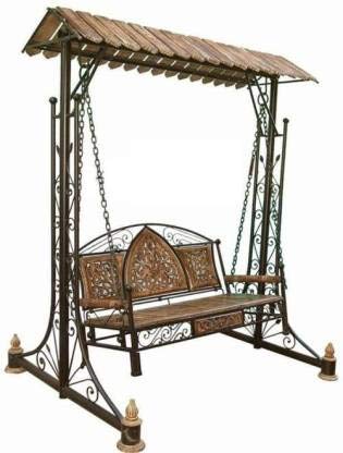 djustable/Foldable Wooden Wrought Iron Swing Jhoola Perfect for Balcony, Garden 120 Cm Wide, 180 Height.