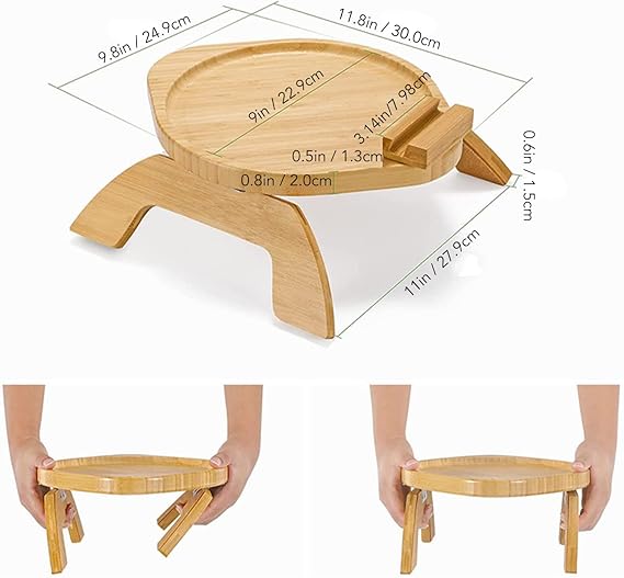 Adjustable Bamboo Sofa Arm Tray Table