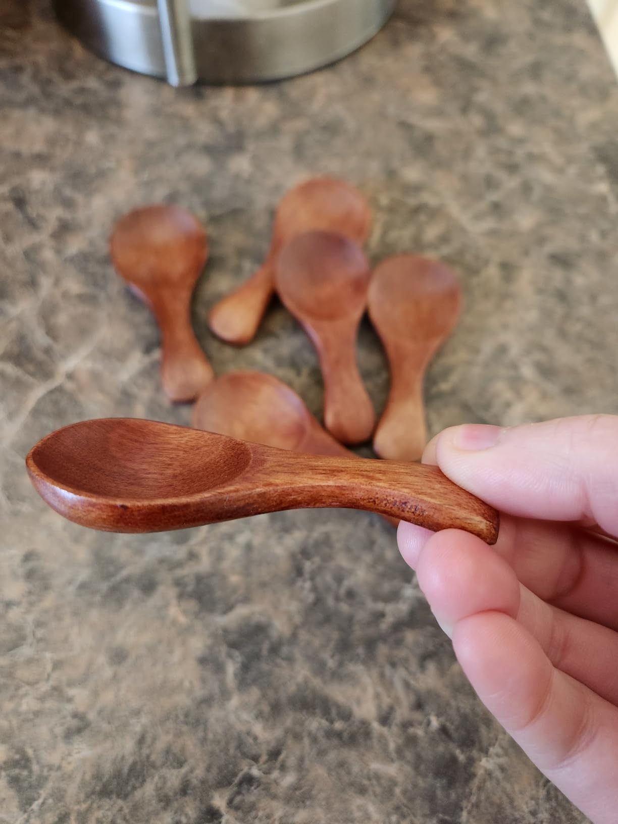 6 pcs Small Wooden Spoons, 4inch Small Wooden Spoons for Honey, Brown Mini Wood Teaspoons for Tiny Eating Ice Cream Jars Spice Condiments Tea Bath Salt Coffee Sugar Jam Mustard Seasoning