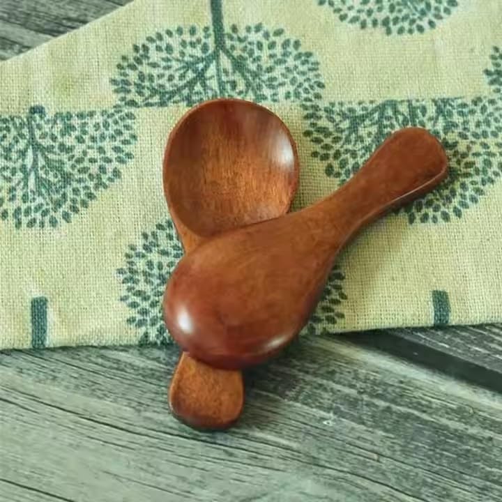 6 pcs Small Wooden Spoons, 4inch Small Wooden Spoons for Honey, Brown Mini Wood Teaspoons for Tiny Eating Ice Cream Jars Spice Condiments Tea Bath Salt Coffee Sugar Jam Mustard Seasoning