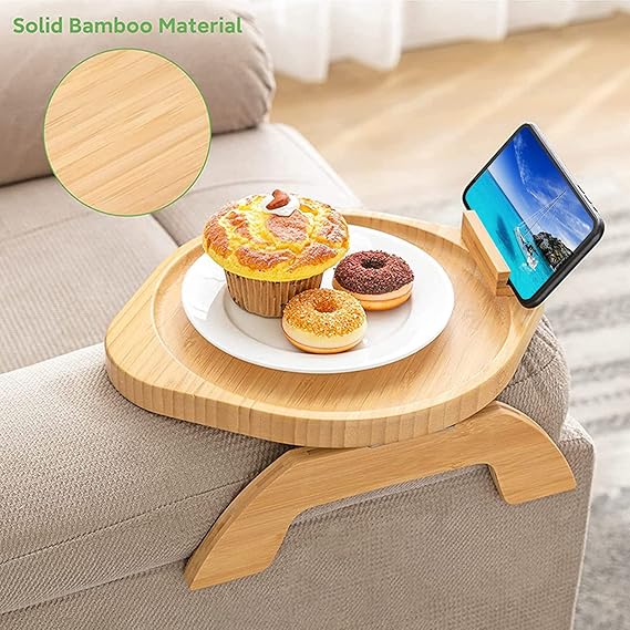 Adjustable Bamboo Sofa Arm Tray Table