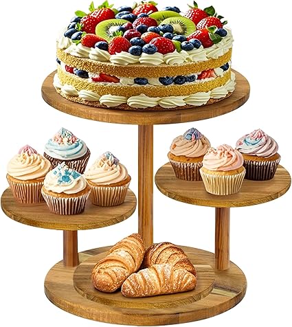 4 Tier Cupcake Stand, Cupcake Tower Stand Cupcakes, Coasters Set of 4 Free, Wooden Dessert Display for Party, Wedding, Birthday, Perfect for Cupcake Stand Wood and Tiered Cake Stand Enthusiasts