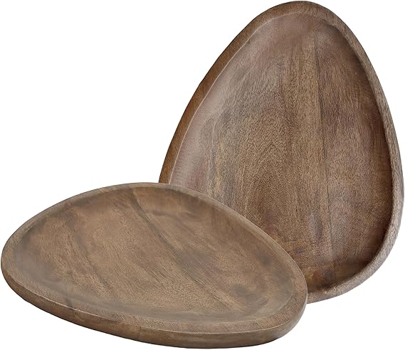 Handcrafted Wooden Almond Shape serving & Decorative Tray Pack Of 2