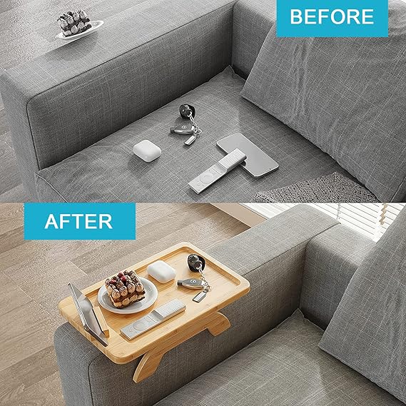 Adjustable Bamboo Sofa Arm Tray Table