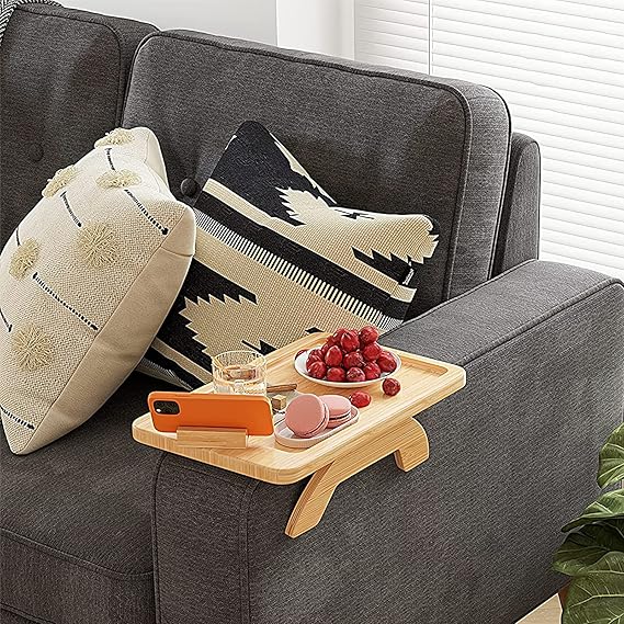Adjustable Bamboo Sofa Arm Tray Table